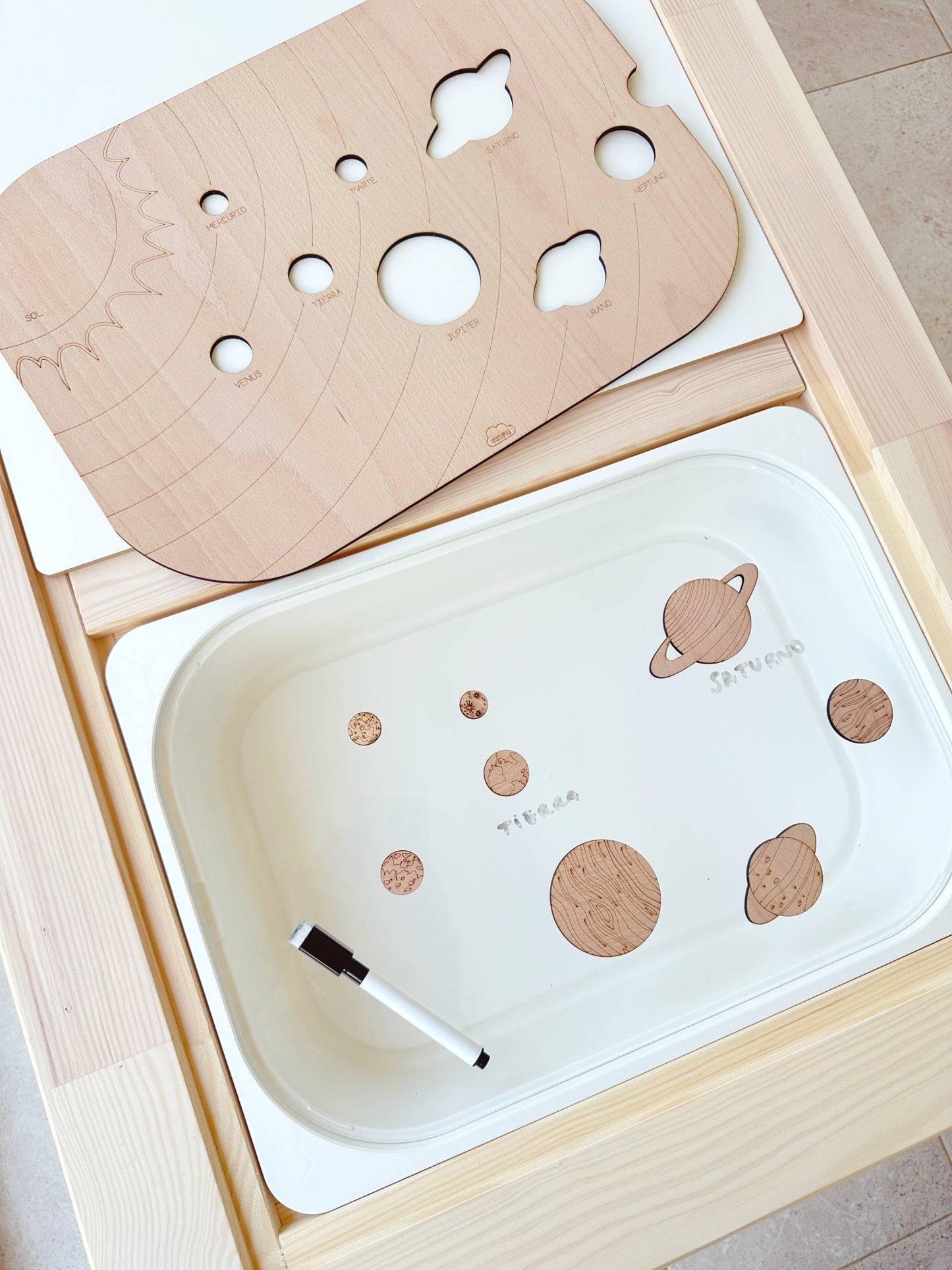 Tablero planetas mesa sensorial ikea - MINIPIU