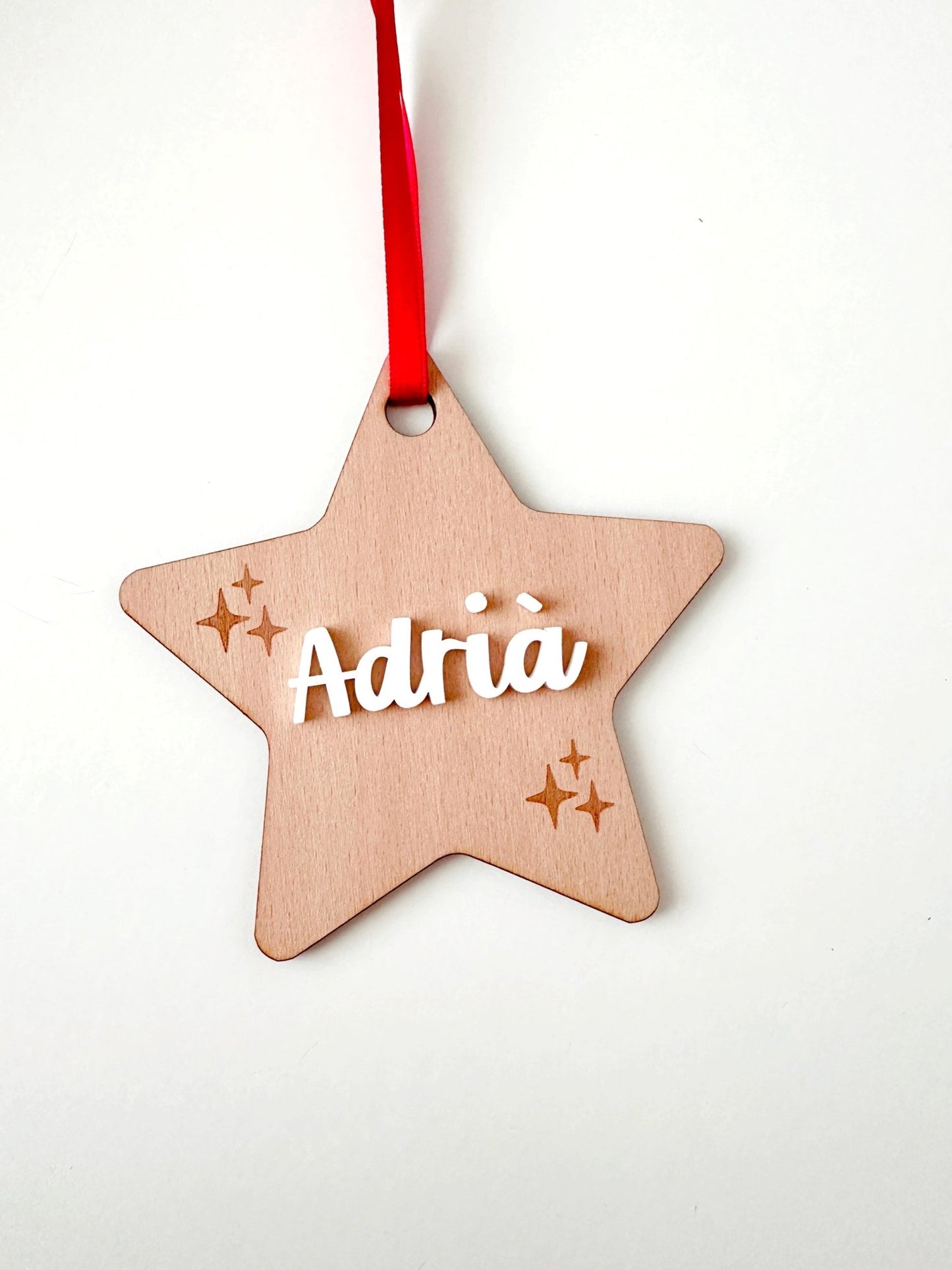 Estrella personalizada con nombre · Adornos de Navidad en madera ⭐ - MINIPIU