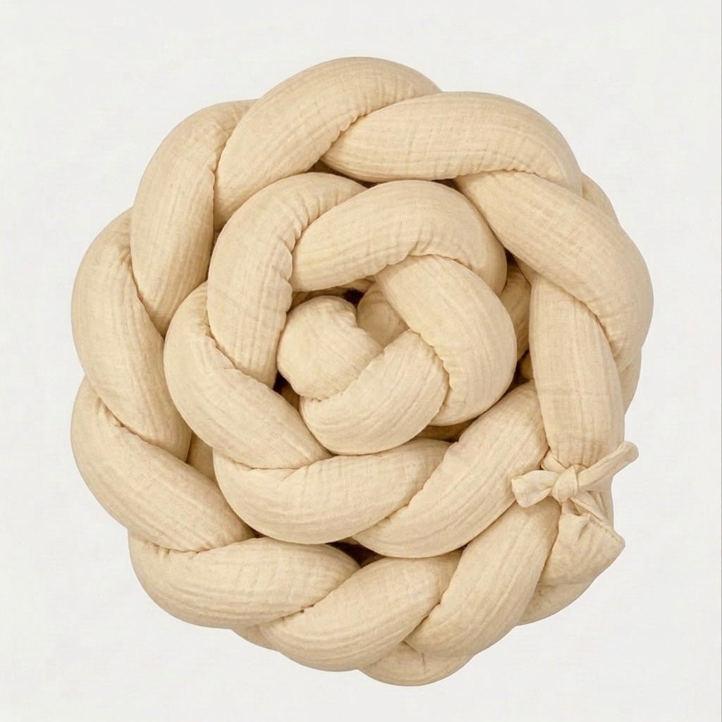 Trenza Protectora de Cuna y Cama en Algodón Muselina Beige | Chichonera Artesanal - MINIPIU