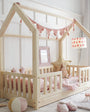 Cama casita montessori ZARAGOZA de pino macizo - MINIPIU