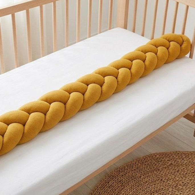 Trenza Protector de Cuna Algodón Mostaza 180cm - Seguridad y Suavidad para Tu Bebé - MINIPIU