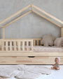 Cama casita nido montessori cajón HUELVA 90 x 190, de pino macizo - MINIPIU