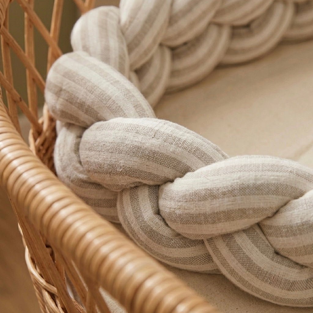 Trenza Protectora de Cuna y Cama Artesanal - Raya Natural - MINIPIU