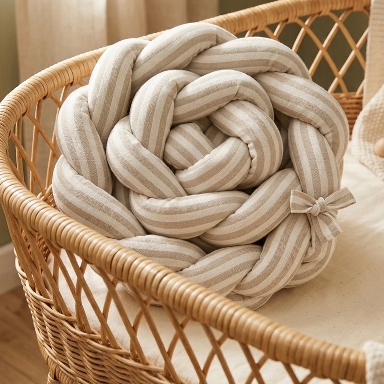 Trenza Protectora de Cuna y Cama Artesanal - Raya Natural - MINIPIU