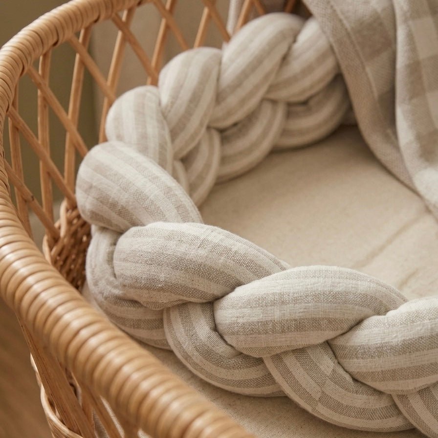 Trenza Protectora de Cuna y Cama Artesanal - Raya Natural - MINIPIU