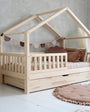 Cama casita nido montessori cajón HUELVA 90 x 190, de pino macizo - MINIPIU
