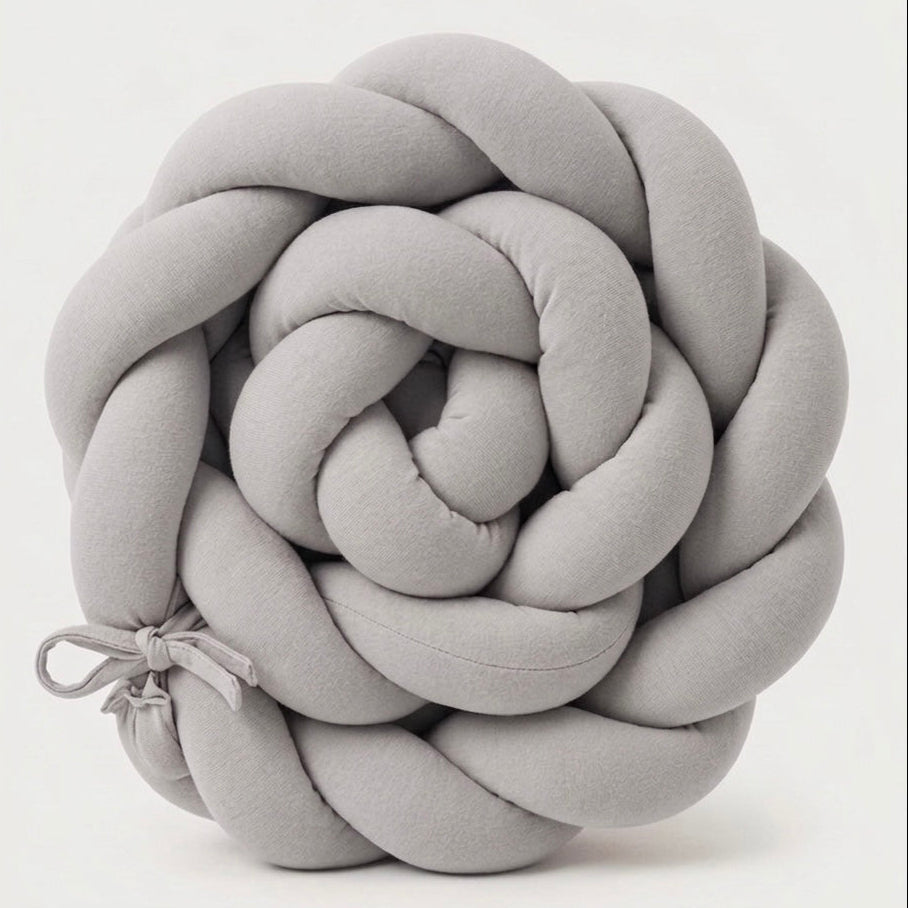 Trenza Protectora de Cuna y Cama en Algodón Gris | Chichonera Artesanal