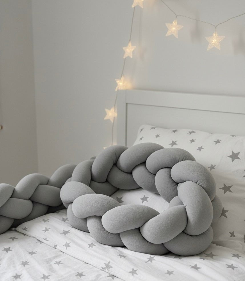Trenza Protectora Cuna Gris 180cm - Seguridad y Estilo para tu Bebé - MINIPIU