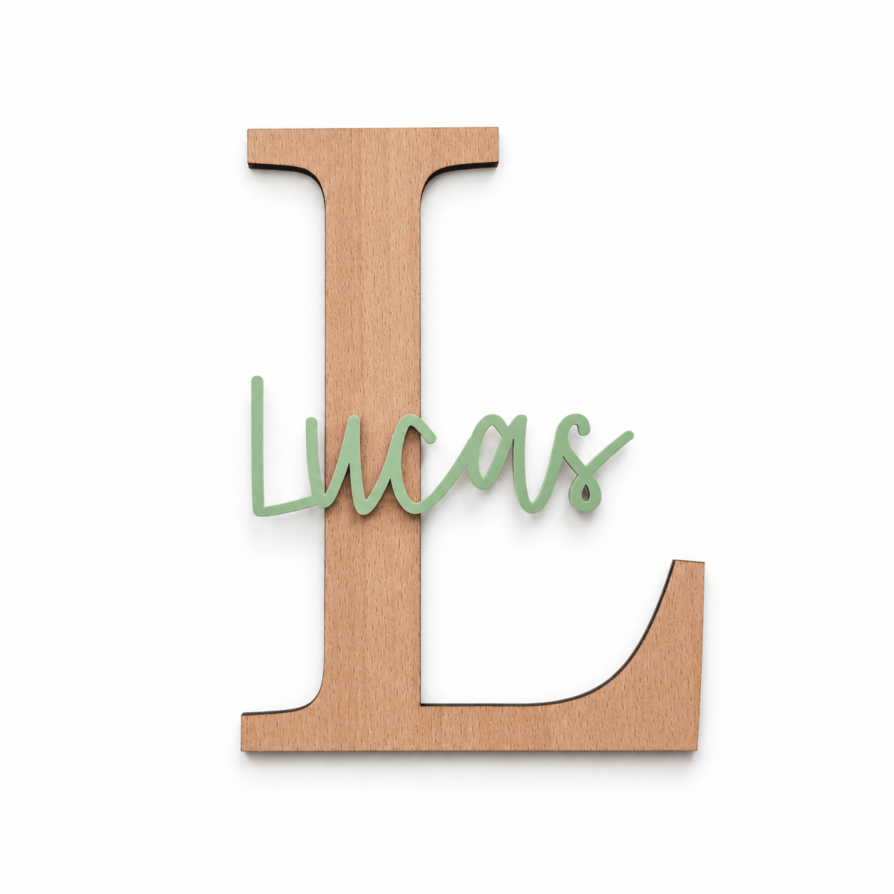 Letra Inicial Personalizada con Nombre – Madera y Metacrilato 🤍 - MINIPIU