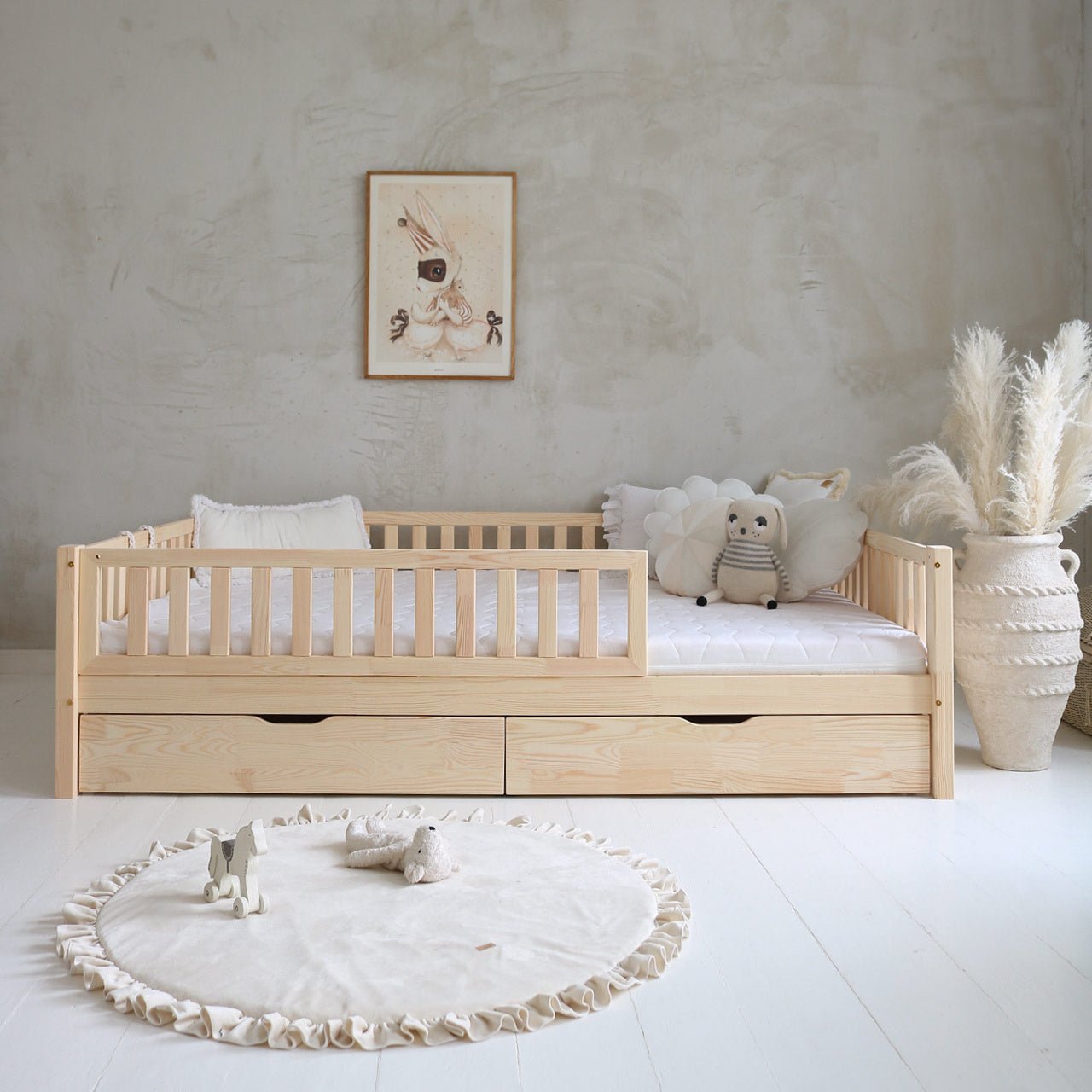 Cama montessori con doble cajón almacenaje SORIA · A MEDIDA - MINIPIU