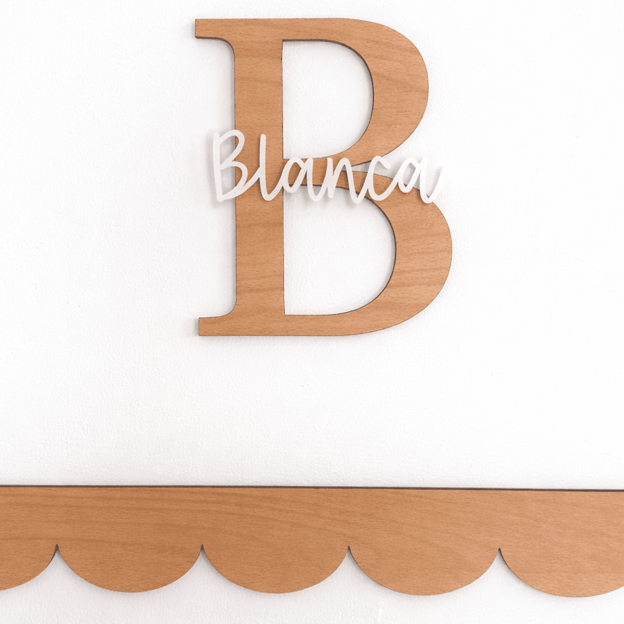 Letra Inicial Personalizada con Nombre – Madera y Metacrilato 🤍 - MINIPIU