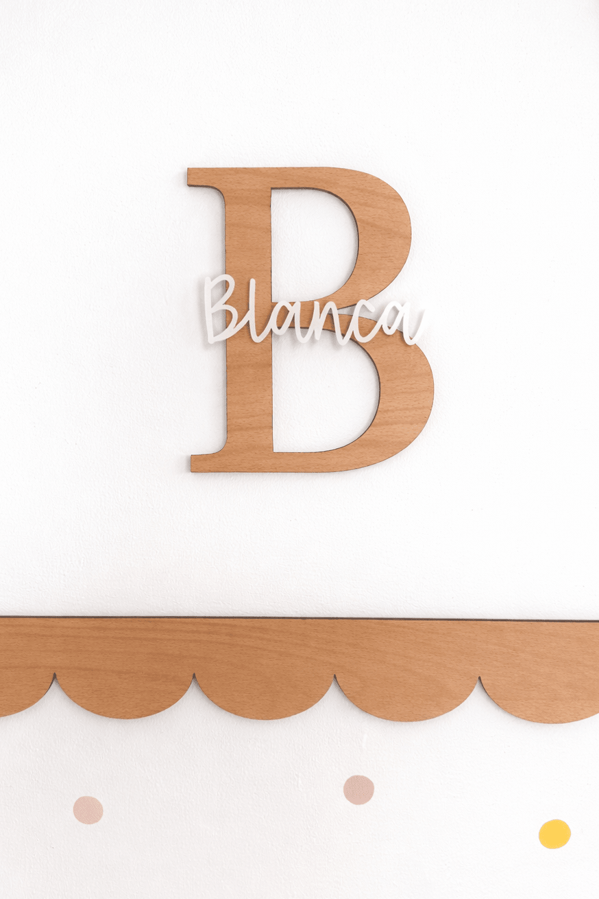 Letra Inicial Personalizada con Nombre – Madera y Metacrilato 🤍 - MINIPIU