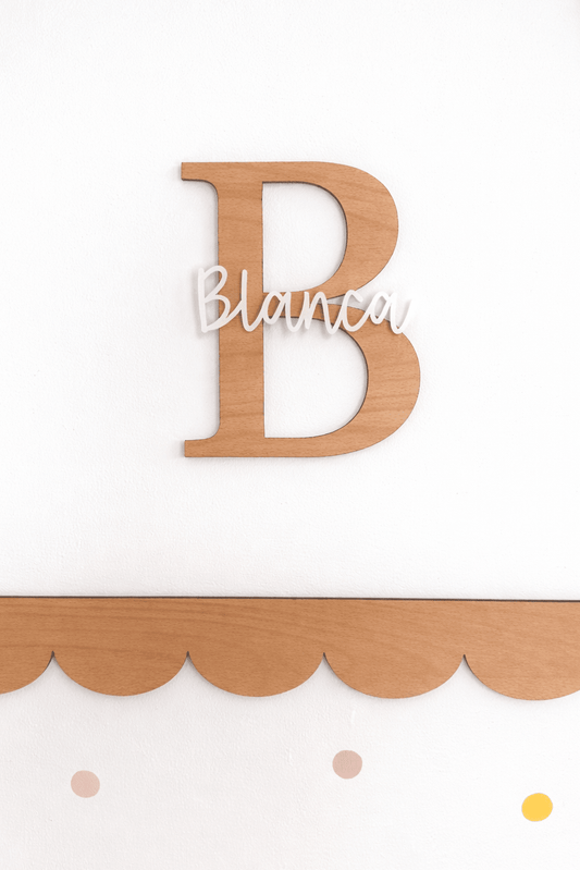 Letra Inicial Personalizada con Nombre – Madera y Metacrilato 🤍 - MINIPIU