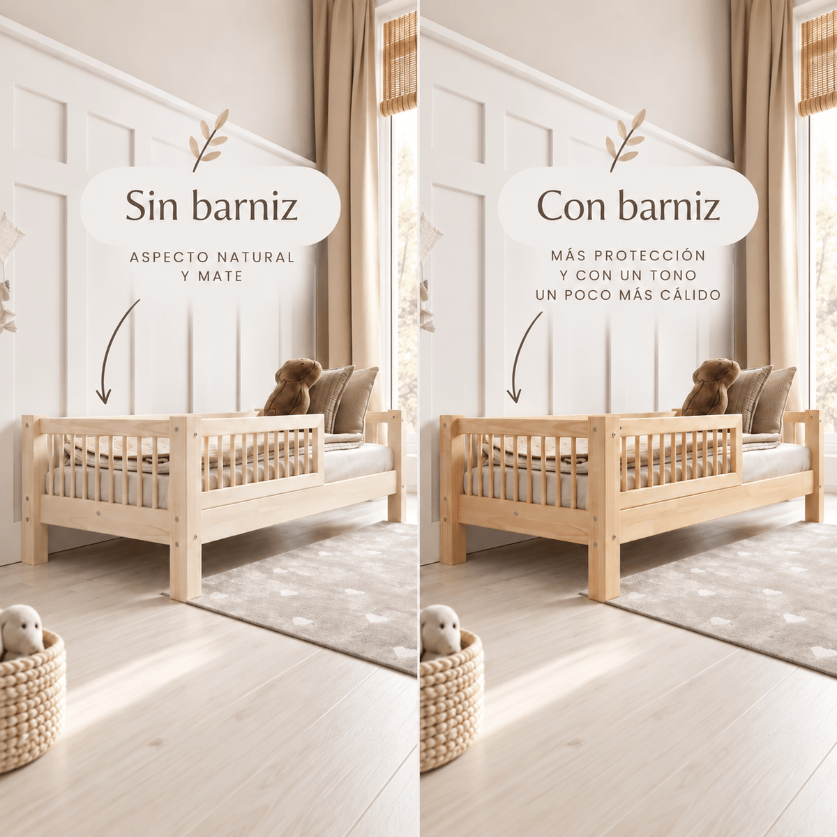 Cama montessori con doble cajón almacenaje SORIA · A MEDIDA - MINIPIU