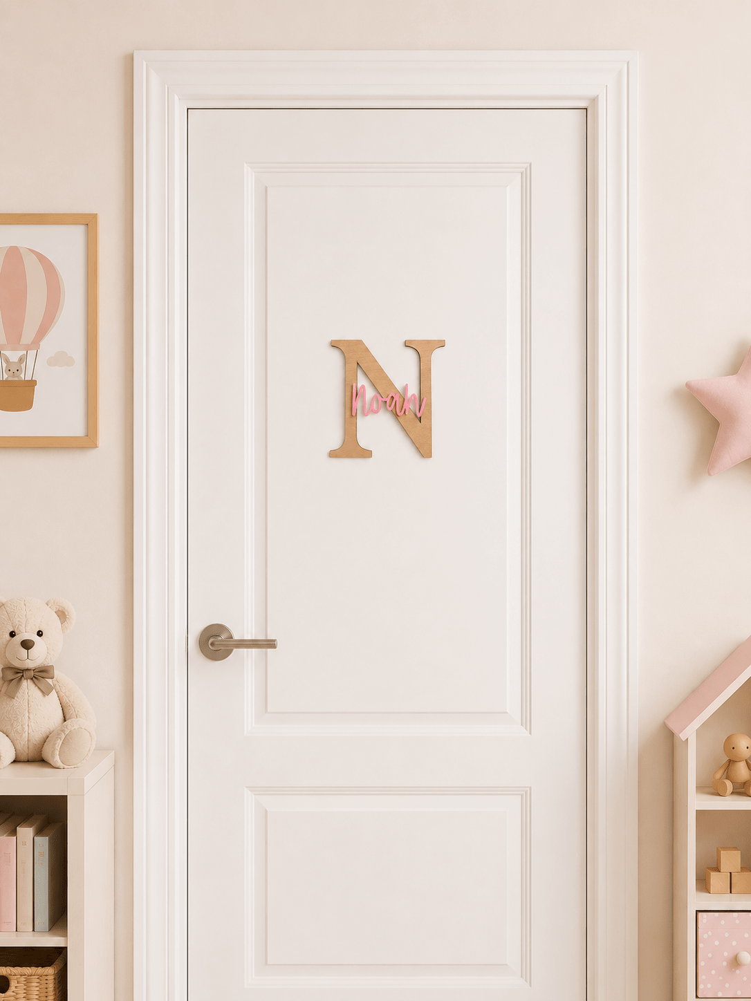 Letra Inicial Personalizada con Nombre – Madera y Metacrilato 🤍 - MINIPIU