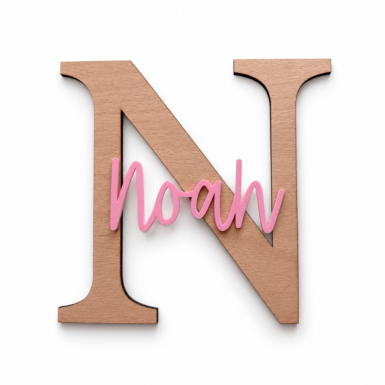 Letra Inicial Personalizada con Nombre – Madera y Metacrilato 🤍 - MINIPIU