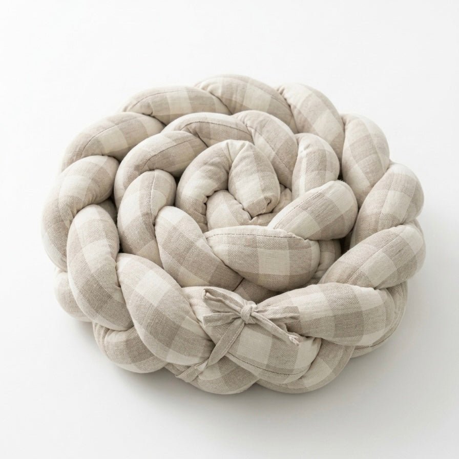 Trenza Protectora de Cuna y Cama Artesanal - Cuadros Natural - MINIPIU