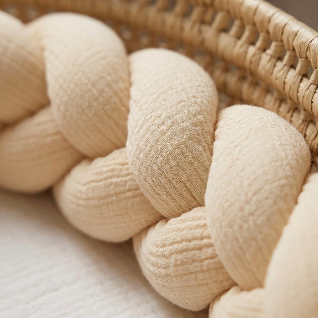 Trenza Protectora de Cuna y Cama en Algodón Muselina Beige | Chichonera Artesanal - MINIPIU