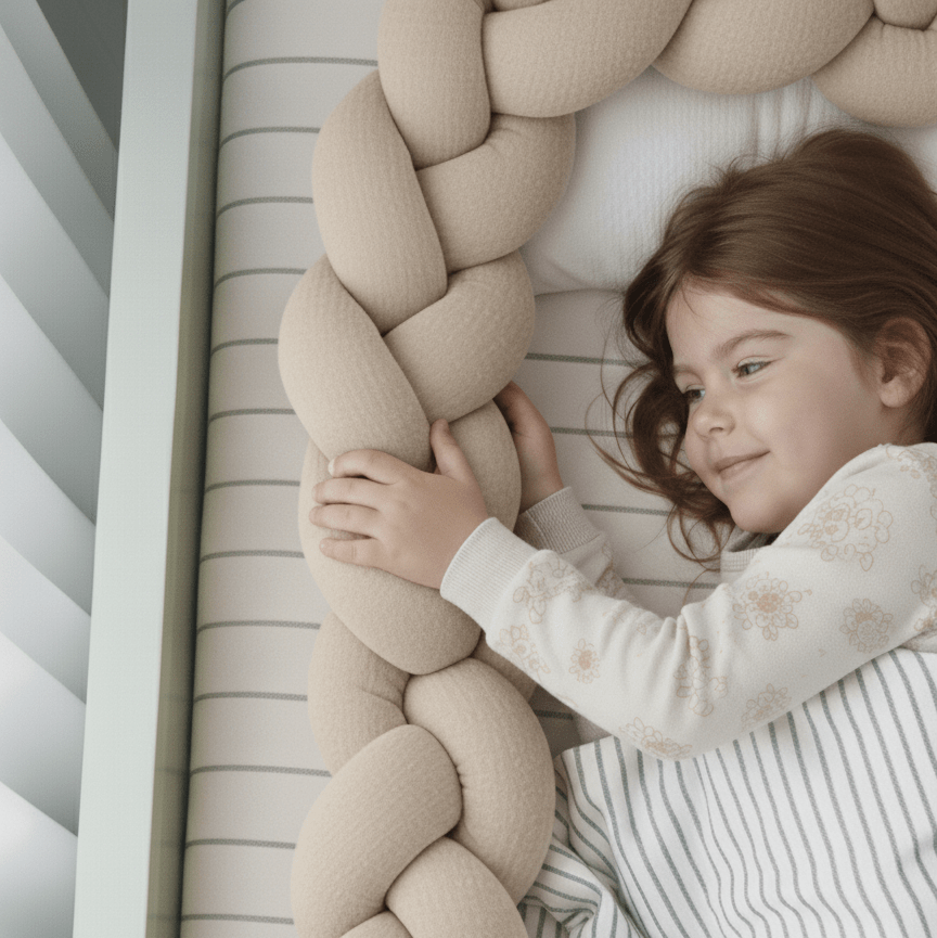 Trenza Protector de Cama 210cm BEIGE Muselina - MINIPIU