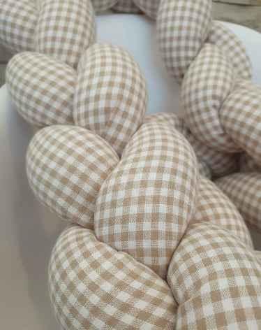 Trenza protectora para cuna y cama artesanal VICHY BEIGE