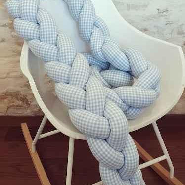 Trenza protectora para cuna y cama artesanal VICHY CELESTE - MINIPIU