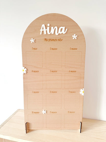 Mi primer año — Tablero de recuerdos personalizados flores - MINIPIU