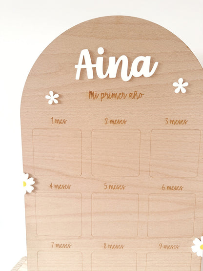 Mi primer año — Tablero de recuerdos personalizados flores - MINIPIU