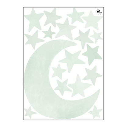 Mond und Sterne Aquarellsticker