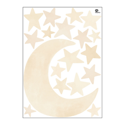 Mond und Sterne Aquarellsticker