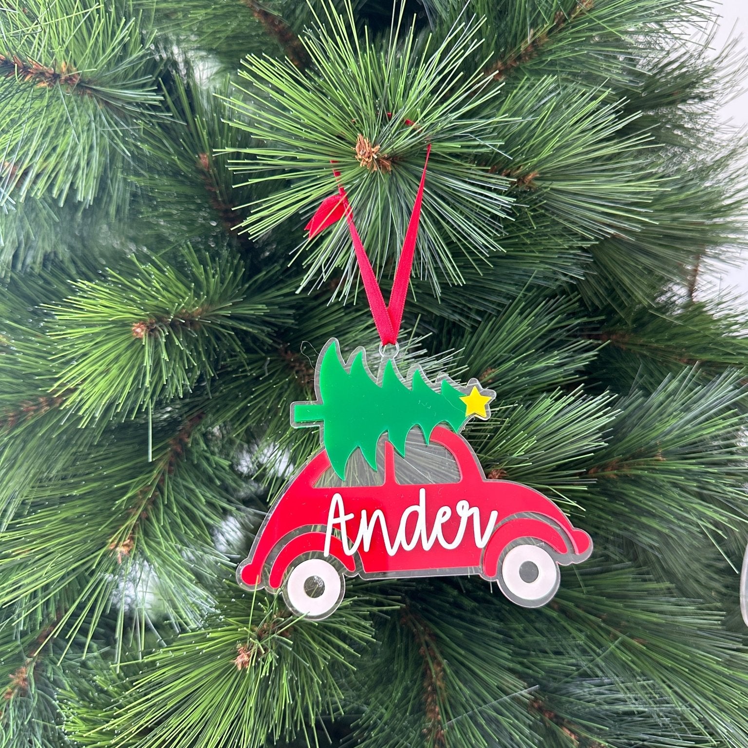 Adorno navidad COCHE CON ÁRBOL - MINIPIU