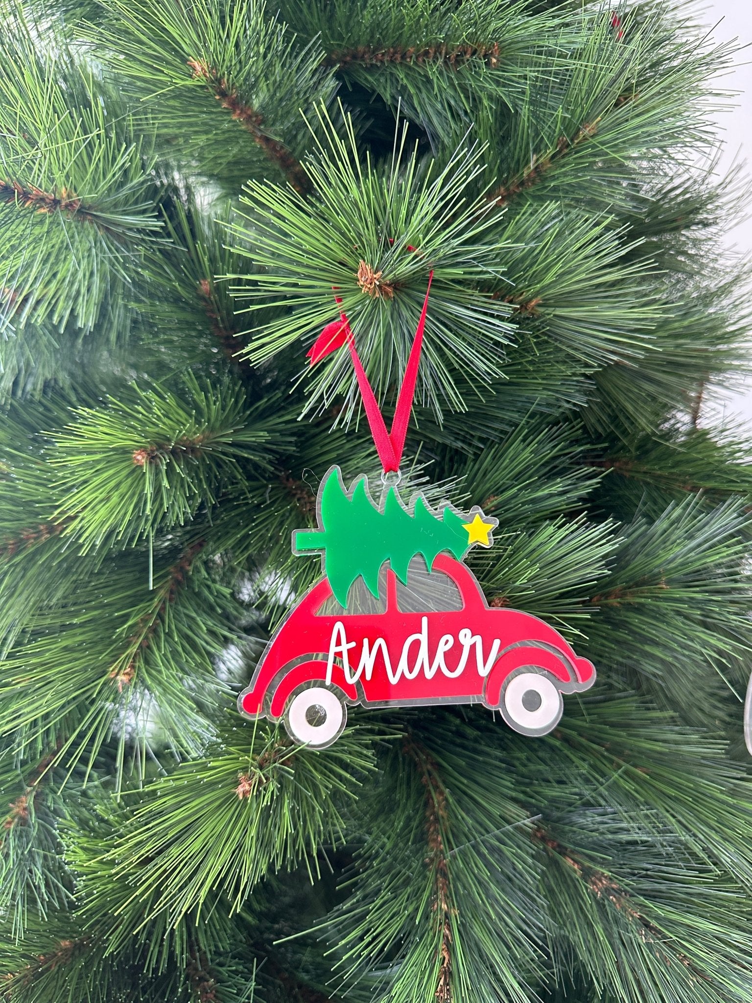 Adorno navidad COCHE CON ÁRBOL - MINIPIU