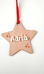 Estrella personalizada con nombre · Adornos de Navidad en madera ⭐ - MINIPIU