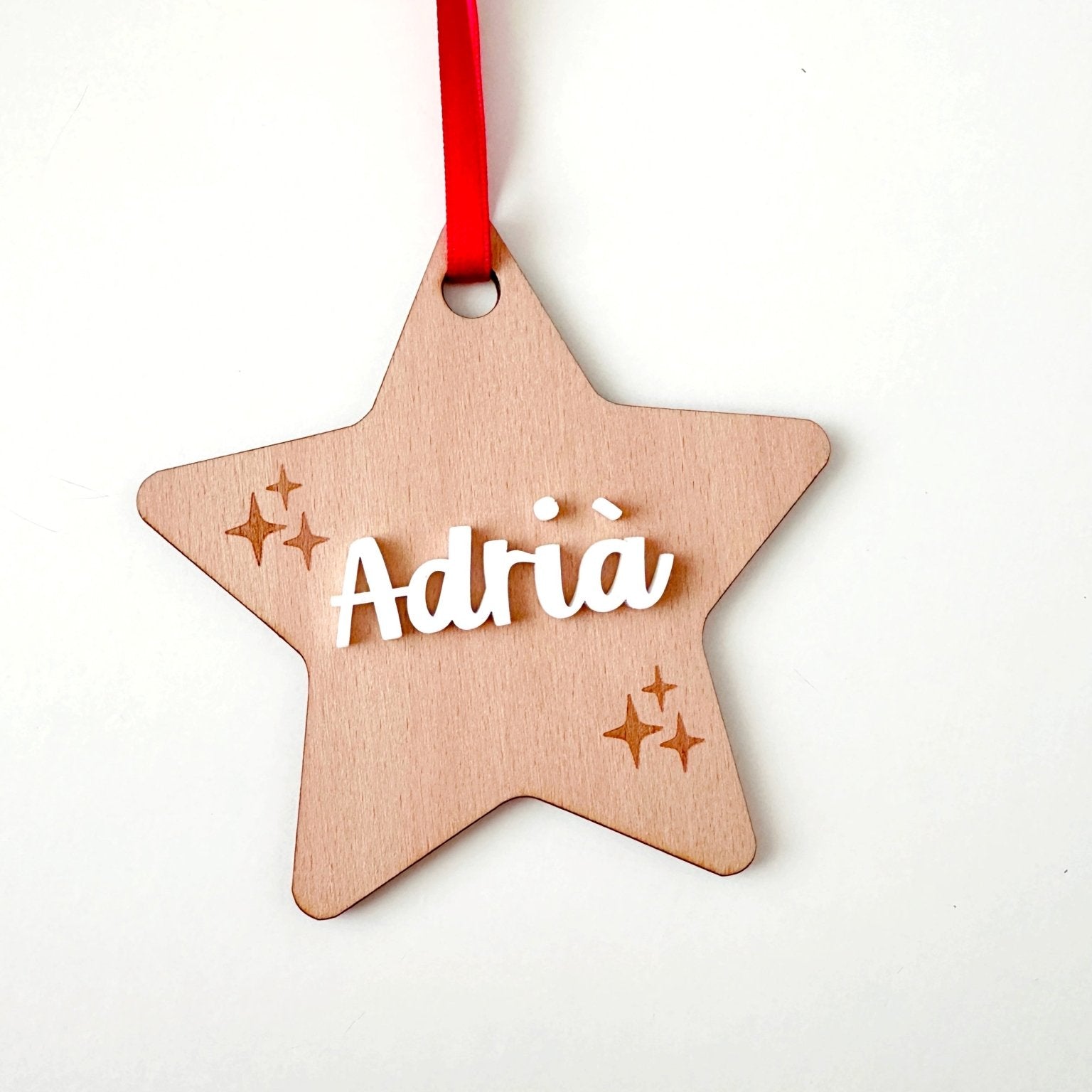 Estrella personalizada con nombre · Adornos de Navidad en madera ⭐ - MINIPIU