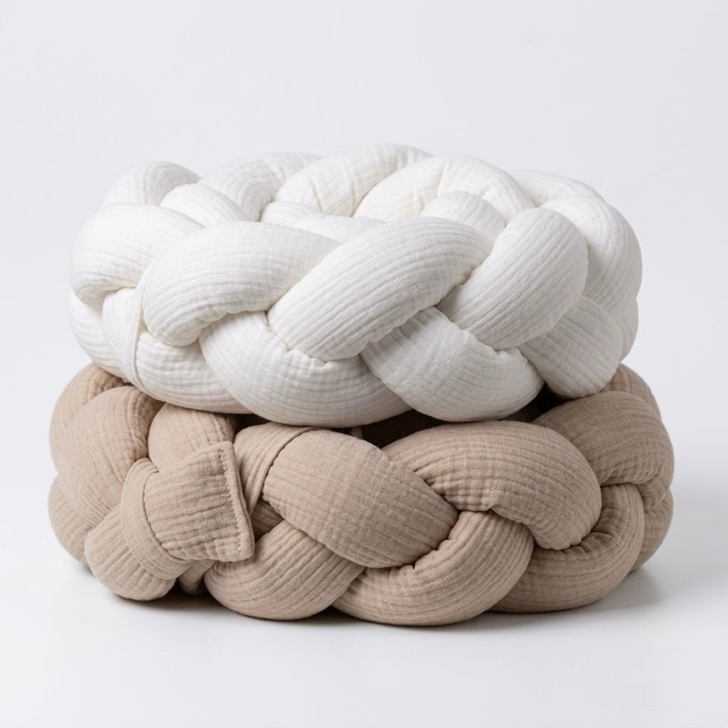 Trenza Protectora de Cuna y Cama en Algodón Muselina Beige | Chichonera Artesanal - MINIPIU