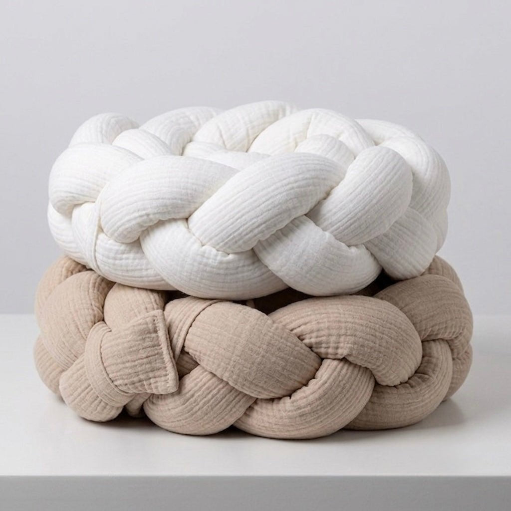 Trenza protectora para cuna y cama artesanal MUSELINA BLANCA - MINIPIU