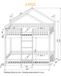 Litera casita montessori CÁDIZ 90 X 190, de pino macizo - MINIPIU