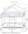 Litera casita montessori cajón SEVILLA 90 X 190, de pino macizo - MINIPIU
