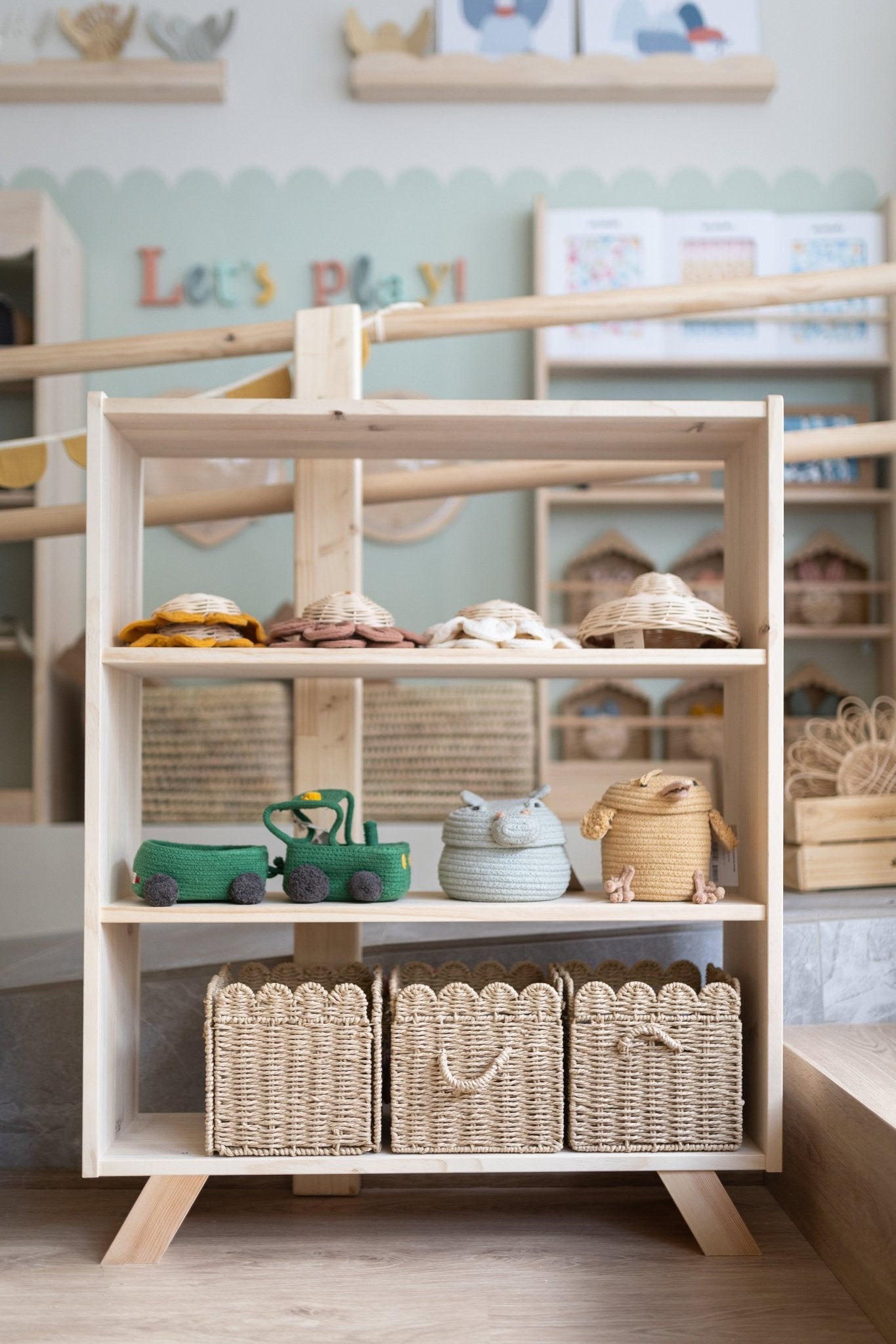 Estantería montessori de madera maciza de 4 estantes - MINIPIU