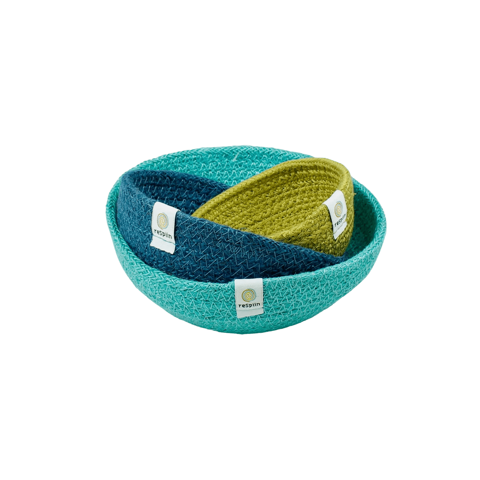 Conjunto 3 cestos de yute colores océano - MINIPIU