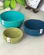 Conjunto 3 cestos de yute colores océano - MINIPIU