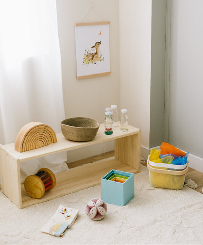 Bibliothèque Montessori en bois massif avec 2 étagères