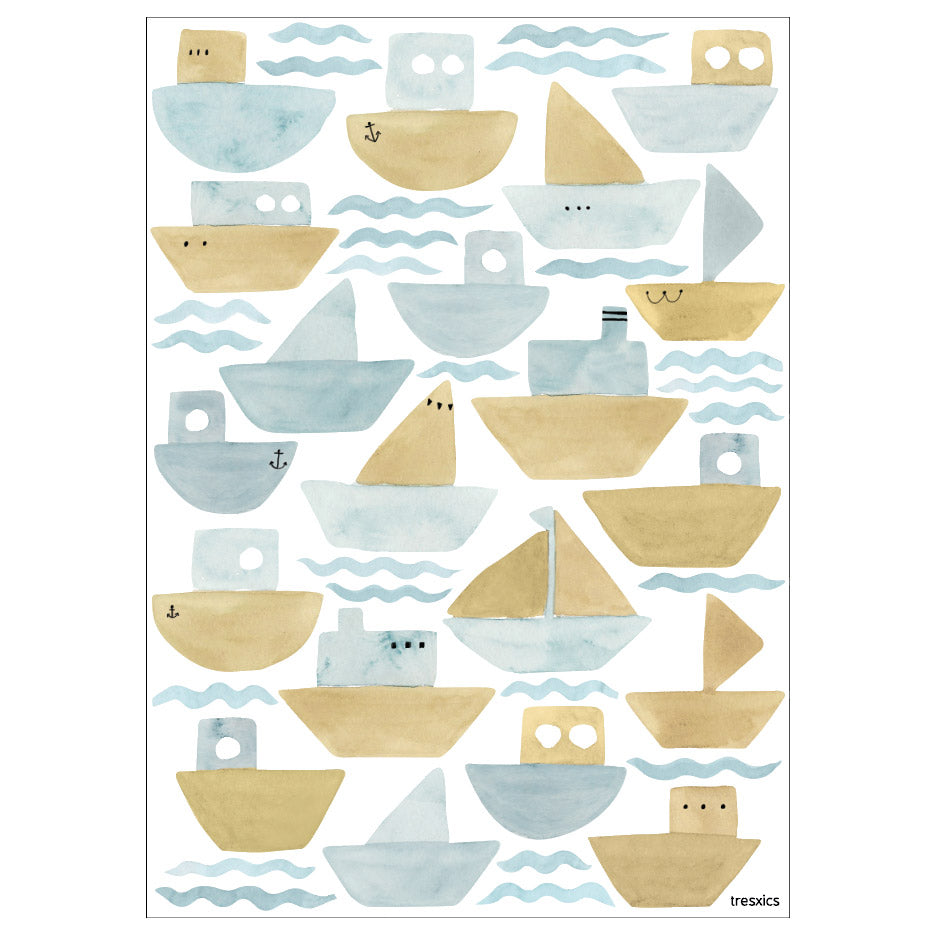 Boats and waves decorative stickers