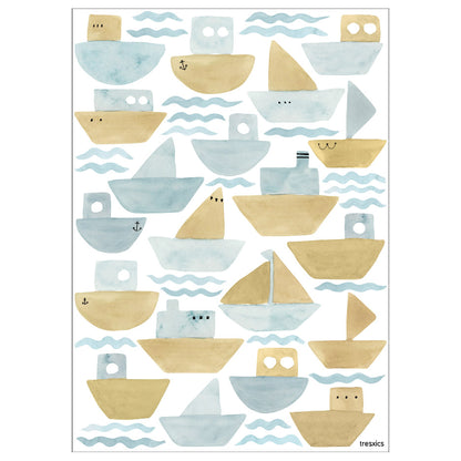 Boats and waves decorative stickers