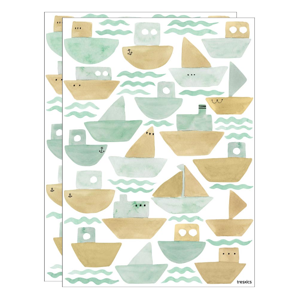 Boats and waves decorative stickers