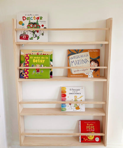 Librería montessori Lisa de madera maciza con 3 o 4 baldas - MINIPIU
