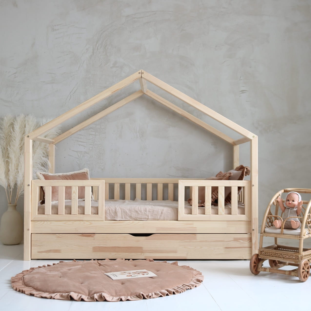 Montessori house bed with drawer CÁDIZ 190x90