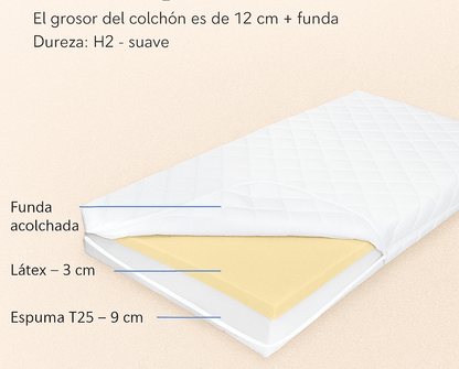 colchón cama montessori infantil 12 cm