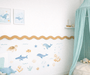 habitacion infantil mar turquesa con cornisa olas