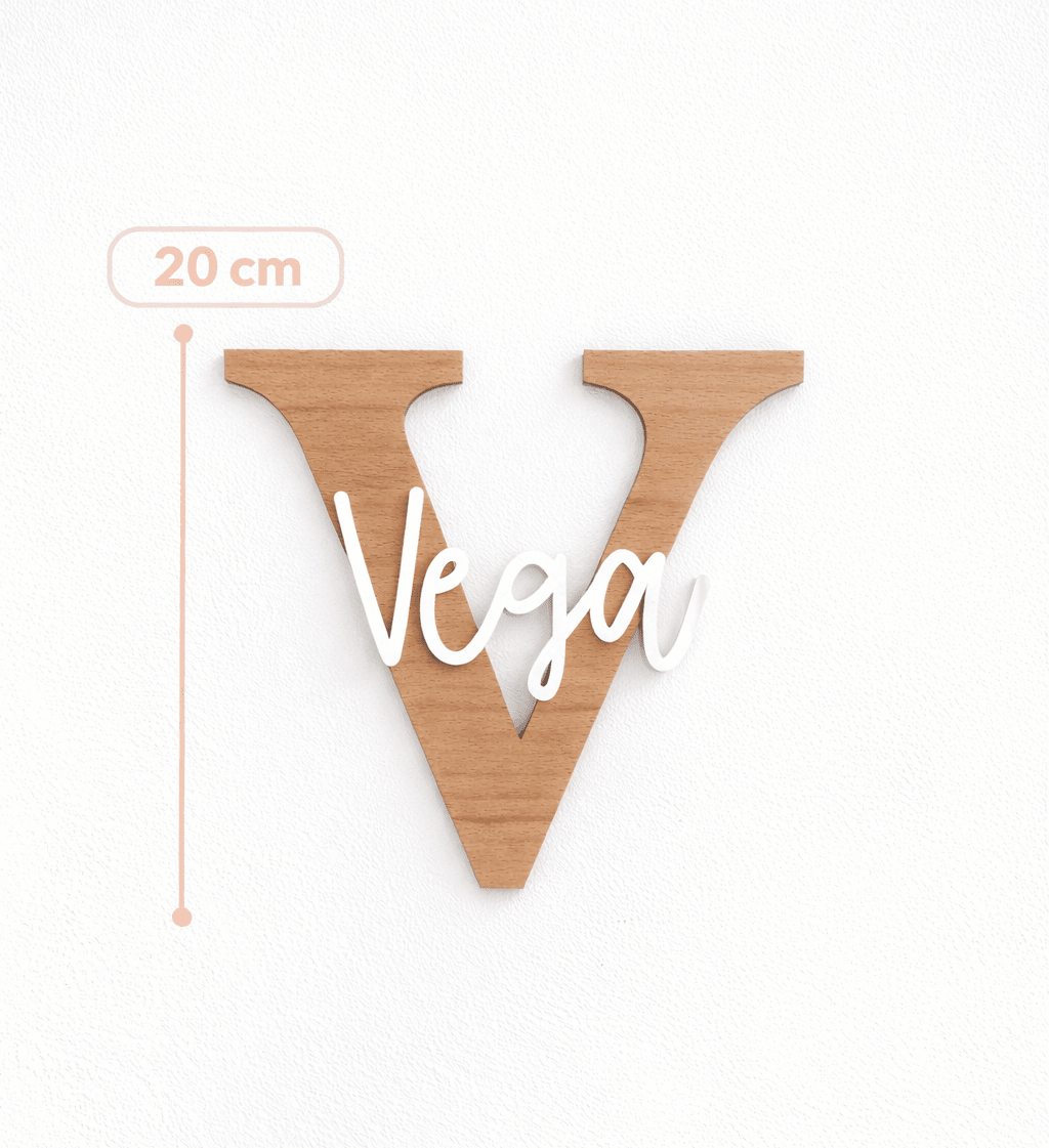 nombre con letra incial madera infantil decoración