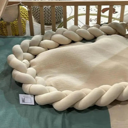 Trenza protector de cuna muselina beige 180cm - Seguridad y Comodidad para tu Bebé - MINIPIU